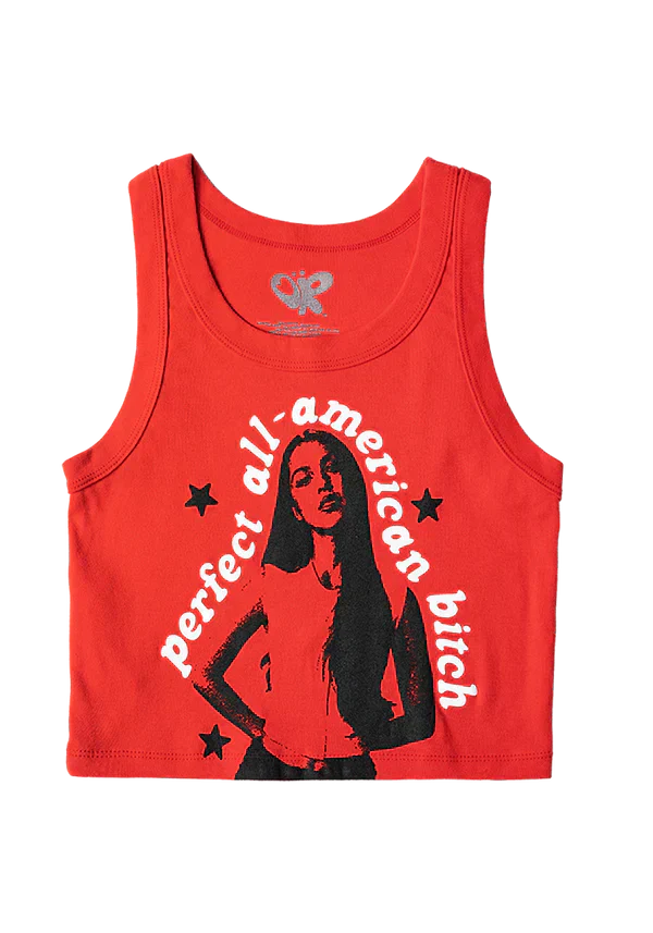 perfect all-american bitch crop tank in red