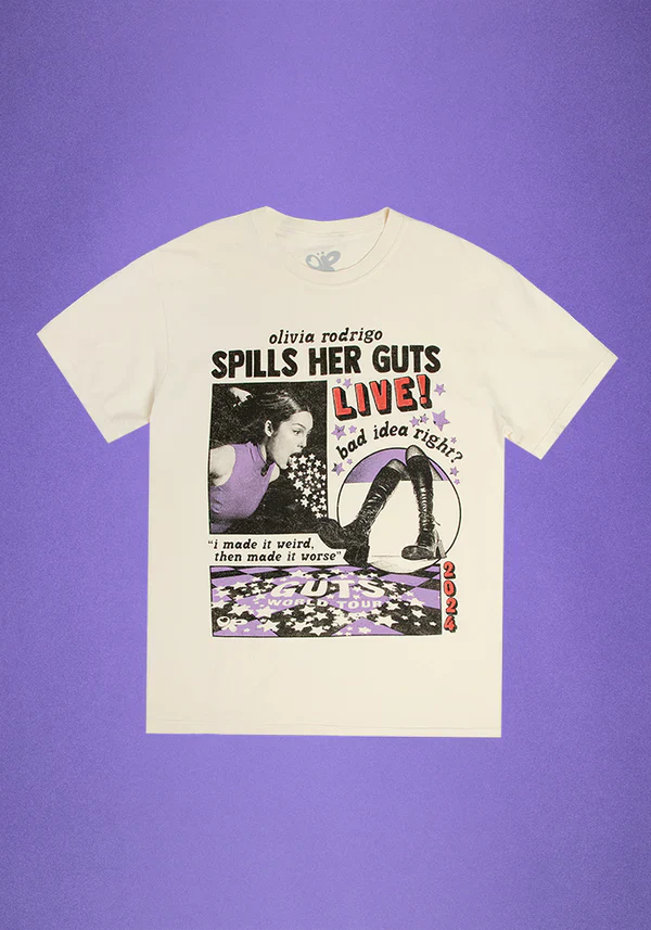 OR spills her GUTS live t-shirt in ivory