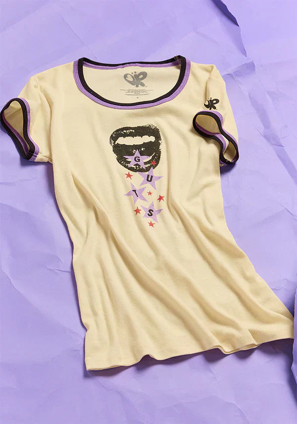 GUTS ringer t-shirt in natural