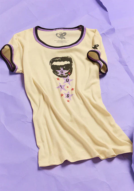 GUTS ringer t-shirt in natural