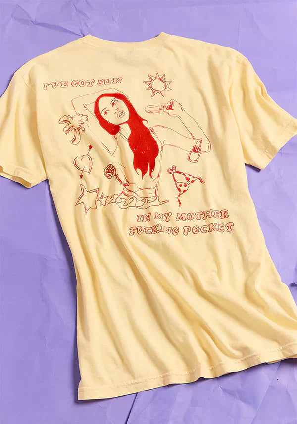 ivory oversized sun in my mother fucking pocket t-shirt