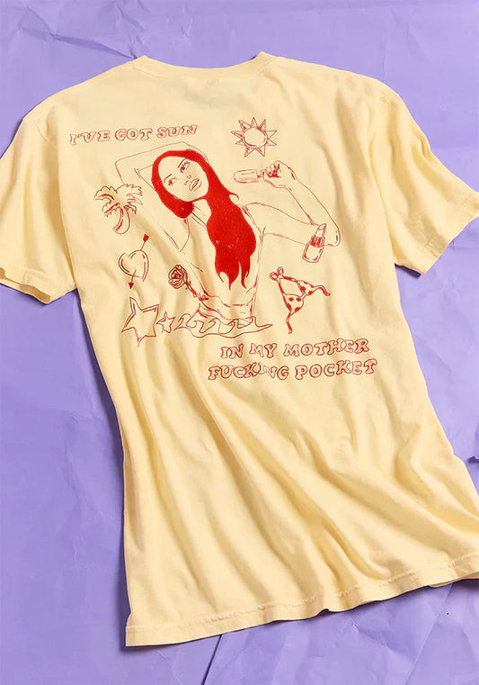 ivory oversized sun in my mother fucking pocket t-shirt