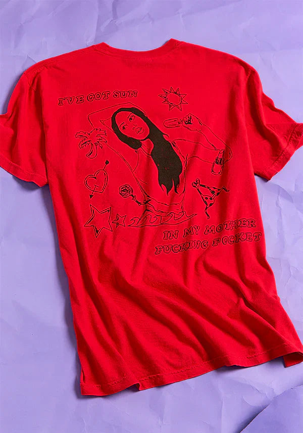 oversized sun in my mother fucking pocket t-shirt in red