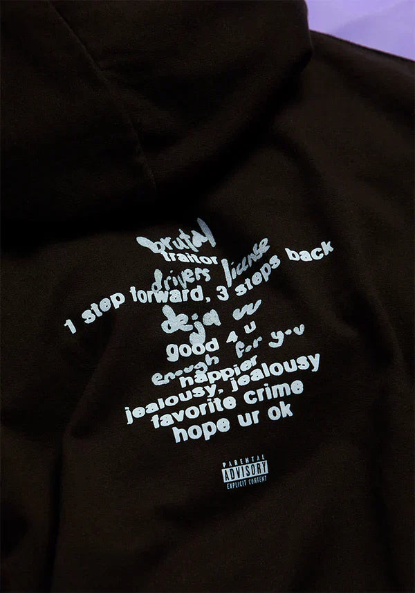 SOUR safety pin tracklist hoodie