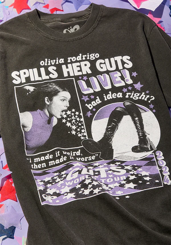 OR spills her GUTS live t-shirt in vintage black