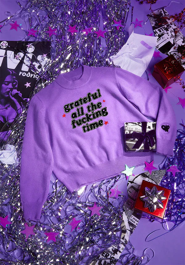 grateful all the fucking time knit sweater