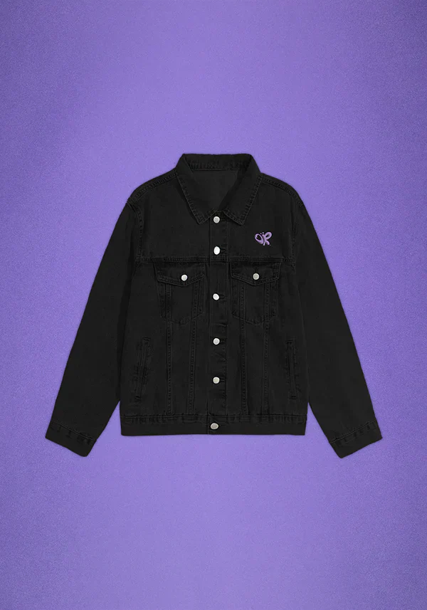 spill ur guts black denim jacket