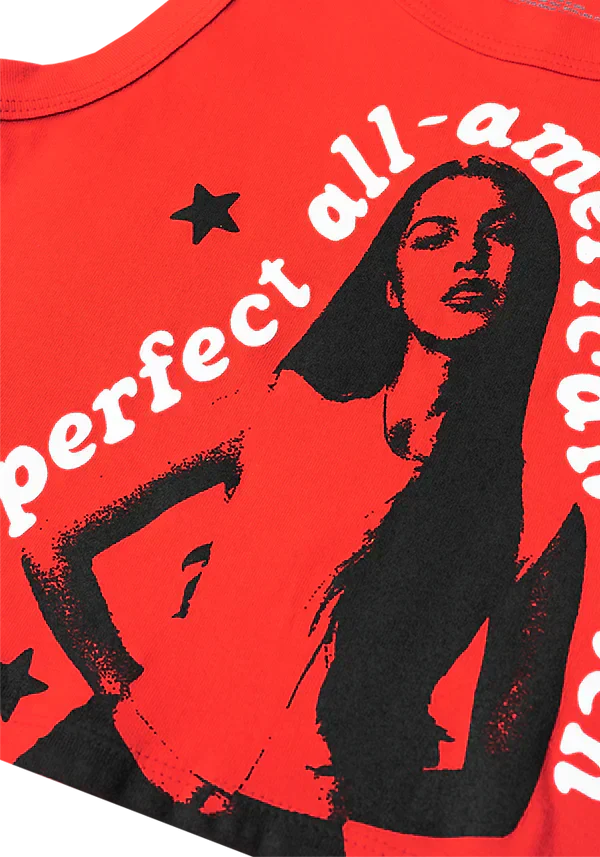 perfect all-american bitch crop tank in red