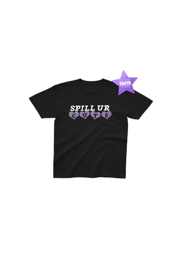 youth spill ur GUTS t-shirt in black